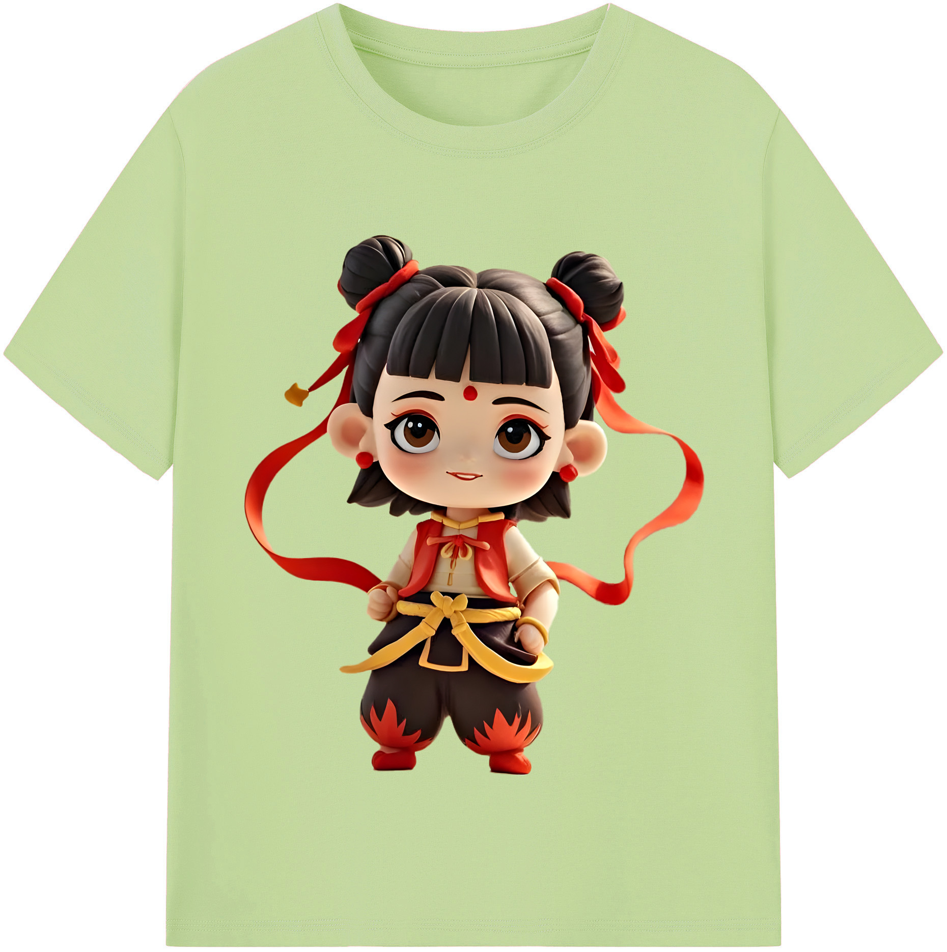（画像用） Ne Zha 2 ナタ 魔童の大暴れ 綿100％半袖Tシャツ（フロントプリント）